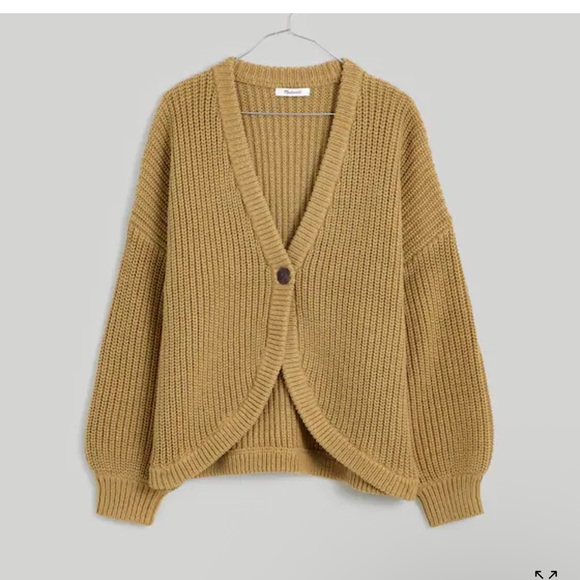 MADEWELL Knit Shirttail Cardigan Sweater In Color Dark Khaki Size XXS - Picture 2 of 10